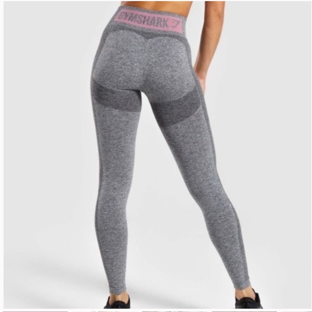 Gymshark High Waisted Flex Leggings in Grey/Dusty Pink Small Athleisure Workout
